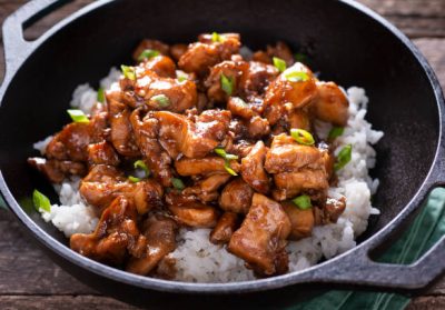 Bourbon Chicken Over Rice